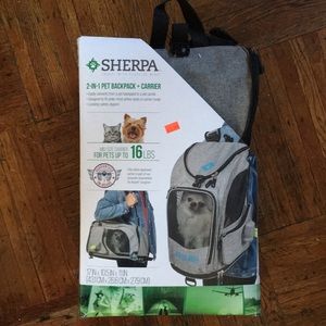 Sherpa 2-1 pet backpack + carrier for pets up to 16LBS new never used